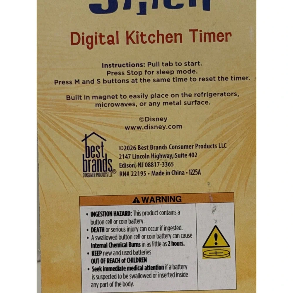 Disney Lilo & Stitch Blue Digital Kitchen Timer Magnetic Winking Stitch 1225A